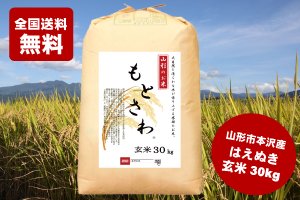 画像1: 2024年 山形のお米  「もとさわ」 玄米 30kg  令和5年産米  全国送料無料（山形県産はえぬき） 